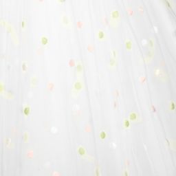 Piccola Ludo-White & Green Tulle Dress | Childrensalon Outlet