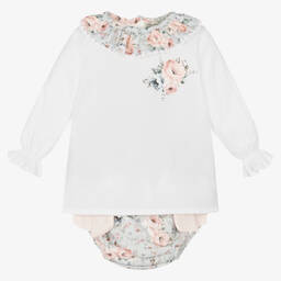 Piccola Speranza-Baby Girls Blue & Pink Floral Short Set | Childrensalon Outlet