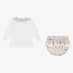 Piccola Speranza-Baby Girls Blue & Pink Floral Short Set | Childrensalon Outlet