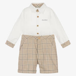 Piccola Speranza-Бежевая рубашка и шорты в клетку для мальчиков | Childrensalon Outlet