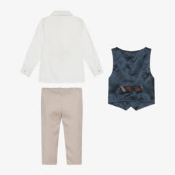 بيكولا سبيرانزا-طقم بنطلون وجيليه كاروهات لون بيج | Childrensalon Outlet