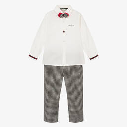 Piccola Speranza-Черно-белый комплект с брюками в гусиную лапку | Childrensalon Outlet