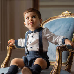 Piccola Speranza-Boys Blue Check Shorts Set | Childrensalon Outlet