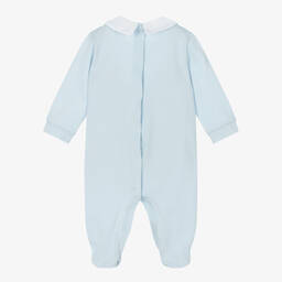 Piccola Speranza-Boys Blue & White Cotton Babygrow | Childrensalon Outlet
