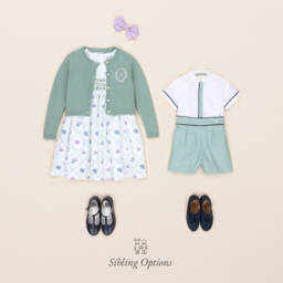 Piccola Speranza-Boys Classic White & Green Ensemble | Childrensalon Outlet