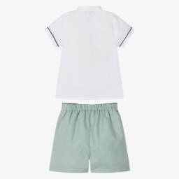 Piccola Speranza-Boys Classic White & Green Ensemble | Childrensalon Outlet