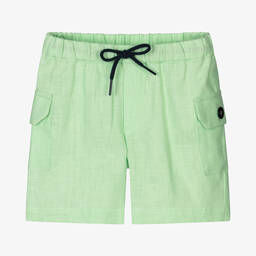 Piccola Speranza-Boys Green Cotton & Linen Shorts Set | Childrensalon Outlet
