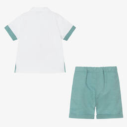 Piccola Speranza-Boys Green & White Linen Shorts Set | Childrensalon Outlet