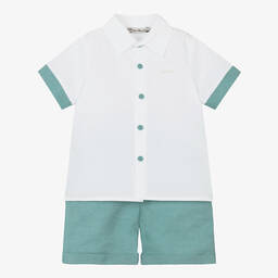 Piccola Speranza - Boys Beige & White Linen Shorts Set