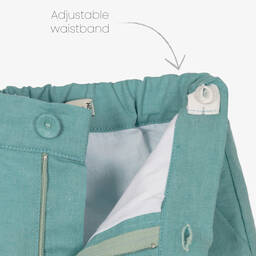 Piccola Speranza-Boys Green & White Linen Shorts Set | Childrensalon Outlet