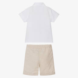 Piccola Speranza-Boys Ivory Top & Tan Bottoms Ensemble | Childrensalon Outlet