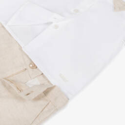 Piccola Speranza-Boys Ivory Top & Tan Bottoms Ensemble | Childrensalon Outlet