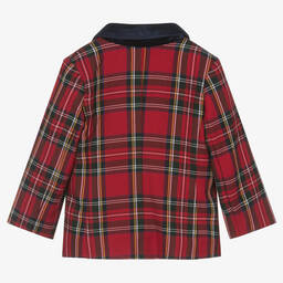 بيكولا سبيرانزا-جاكيت بلايزر مزيج تويل تارتان لون أحمر للأولاد | Childrensalon Outlet