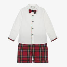 Piccola Speranza-Boys Tartan Red Shorts Ensemble | Childrensalon Outlet