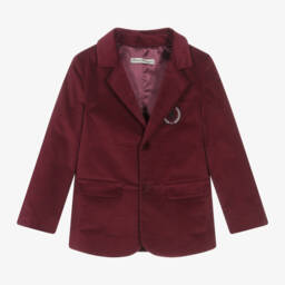 بيكولا سبيرانزا-جاكيت بليزر مخمل لون أحمر بورغندي للأولاد | Childrensalon Outlet