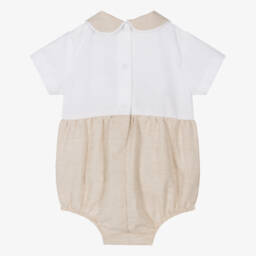 Piccola Speranza-جمبسوت أبيض وبيج للأولاد بتصميم طيات أنيقة | Childrensalon Outlet