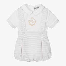 Piccola Speranza-Белый топ и бежевые шорты в полоску для мальчиков | Childrensalon Outlet