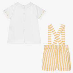 Piccola Speranza-Boys White & Yellow Stripe Shorts Set | Childrensalon Outlet