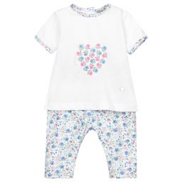 Piccola Speranza-طقم ليغنغز وتيشيرت قطن لون أزرق وأبيض | Childrensalon Outlet