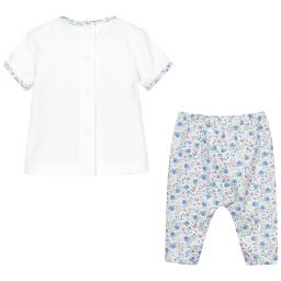 Piccola Speranza-طقم ليغنغز وتيشيرت قطن لون أزرق وأبيض | Childrensalon Outlet