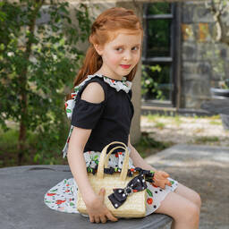 Piccola Speranza-Girls Beige & Black Handbag (21cm) | Childrensalon Outlet