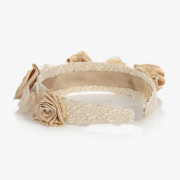 Piccola Speranza-Girls Beige Rose Hairband | Childrensalon Outlet