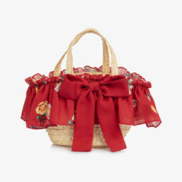 Piccola Speranza-Girls Beige Straw Bucket Tote | Childrensalon Outlet
