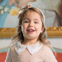 Piccola Speranza-Girls Beige Velvet Hairband | Childrensalon Outlet