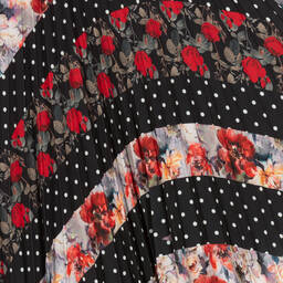 Piccola Speranza-Girls Black Floral & Polka Dot Skirt | Childrensalon Outlet