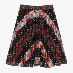 Piccola Speranza-Girls Black Floral & Polka Dot Skirt | Childrensalon Outlet