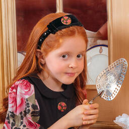 Piccola Speranza-Girls Black Velvet Hairband | Childrensalon Outlet