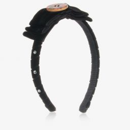 Piccola Speranza-Girls Black Velvet Hairband | Childrensalon Outlet