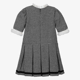 Piccola Speranza-Girls Black Wool Houndstooth Dress | Childrensalon Outlet