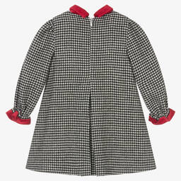 Piccola Speranza-Girls Black Wool Houndstooth Dress | Childrensalon Outlet