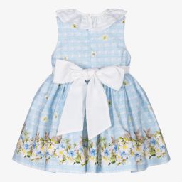 Piccola Speranza-Голубое хлопковое платье с кроликами для девочек | Childrensalon Outlet