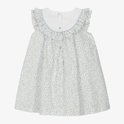 Piccola Speranza-Girls Blue Floral Cotton Dress | Childrensalon Outlet