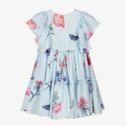Piccola Speranza-Голубое платье с цветами для девочек | Childrensalon Outlet