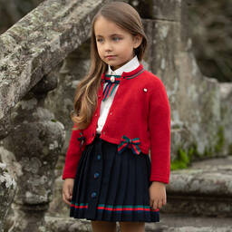 Piccola Speranza-Синяя плиссированная шерстяная юбка | Childrensalon Outlet