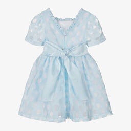 Piccola Speranza-Girls Blue Polka Dot Dress | Childrensalon Outlet