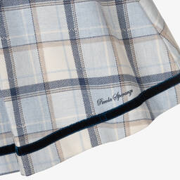Piccola Speranza-Girls Blue & White Tartan Cotton Dress | Childrensalon Outlet