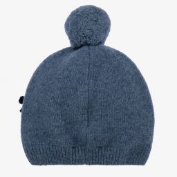 Piccola Speranza-قبعة بيني أطفال بناتي مزيج صوف محبوك لون ازرق | Childrensalon Outlet
