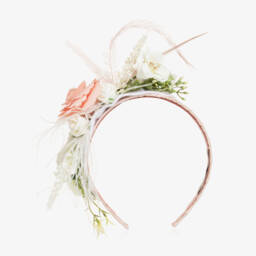 Piccola Speranza-Girls Blush Bloom Satin Headband | Childrensalon Outlet