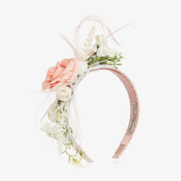 Piccola Speranza-Girls Blush Bloom Satin Headband | Childrensalon Outlet