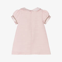 Piccola Speranza-Girls Blush Satin-Collared Frock | Childrensalon Outlet