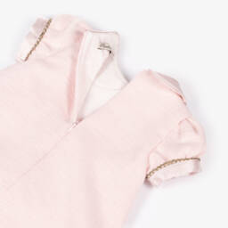 Piccola Speranza-Girls Blush Satin-Collared Frock | Childrensalon Outlet