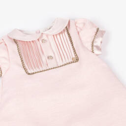 Piccola Speranza-Girls Blush Satin-Collared Frock | Childrensalon Outlet