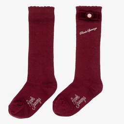 بيكولا سبيرانزا-جوارب قطن محبوك لون أحمر برغندي للبنات | Childrensalon Outlet
