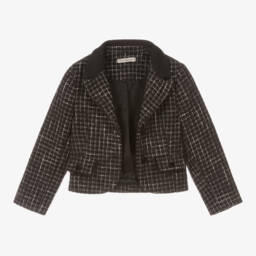 Piccola Speranza-Girls Charcoal Tweed Jacket | Childrensalon Outlet