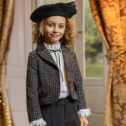 Piccola Speranza-Girls Charcoal Tweed Jacket | Childrensalon Outlet