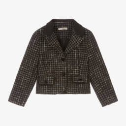Piccola Speranza-Girls Charcoal Tweed Jacket | Childrensalon Outlet